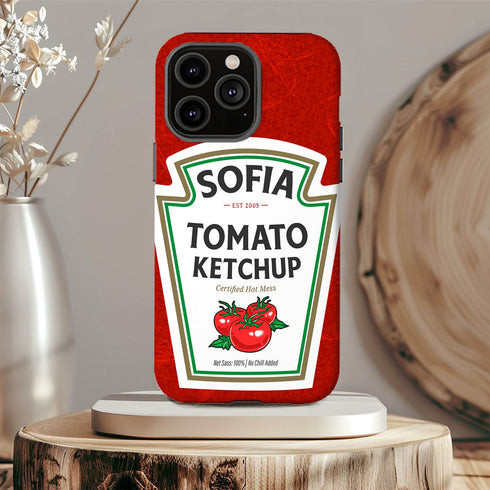 Personalized Tomato Hot Ketchup Bottle iPhone Case